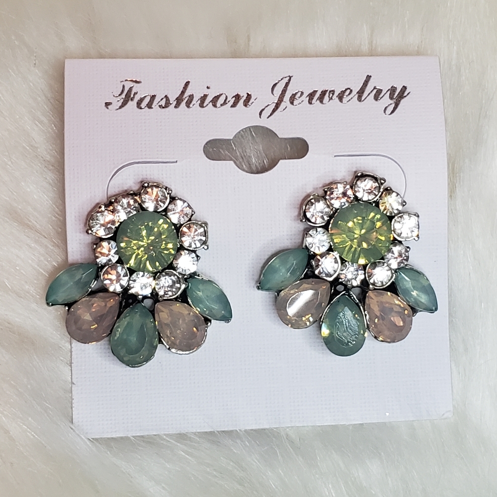 Rhinestone Flower Earrings